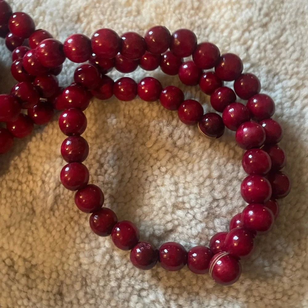 1990s Vintage Burgandy Red Wooden 1/2